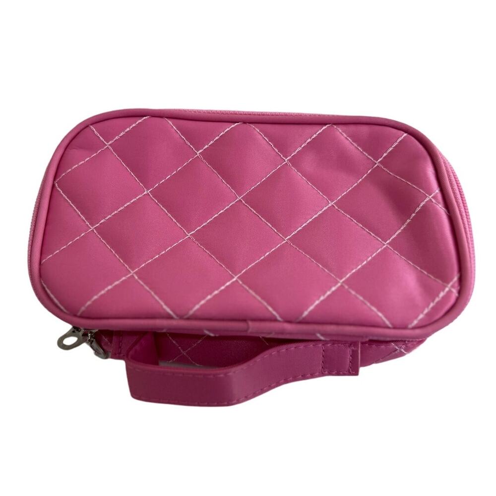 NWOT Pink Cotton Makeup Bag Small Waterproof Toiletry Travel Carryon Quilted